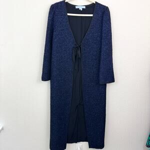 Hill House Women The Lou Lou Duster Jacket Size S Sparkle Winter Midnight Tweed